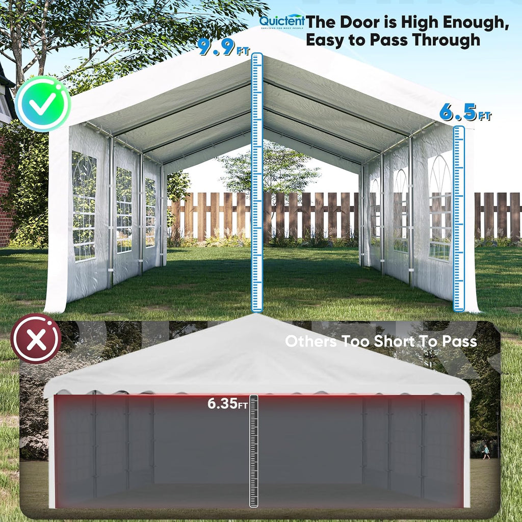Quictent Premium 13x20 Party Tent Heavy Duty Outdoor Gazebo White Event Shelter Wedding Canopy Tent for Parties Carport BBQ with Removable Sidewall Windows & Storage Bags