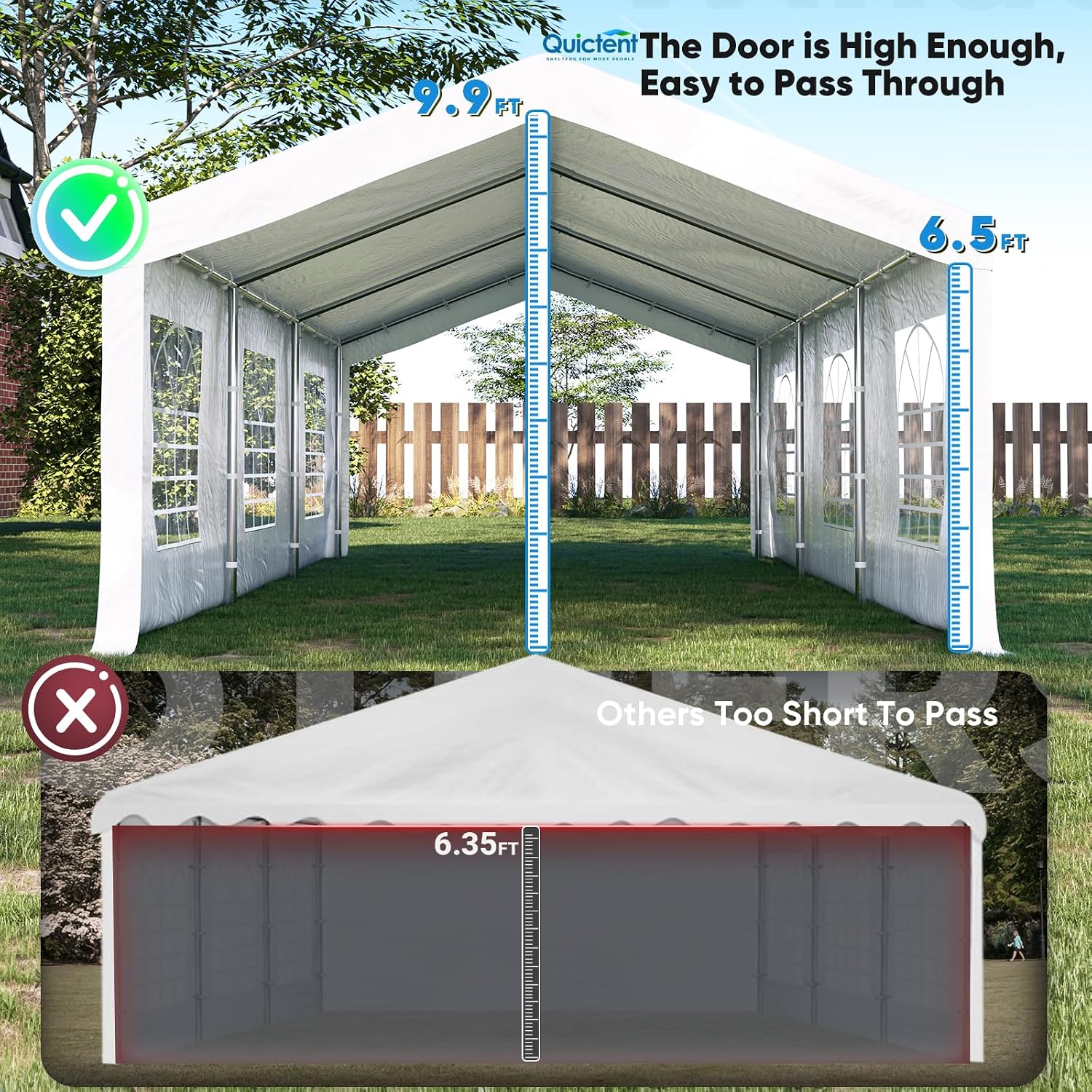Quictent Premium 13x20 Party Tent Heavy Duty Outdoor Gazebo White Event Shelter Wedding Canopy Tent for Parties Carport BBQ with Removable Sidewall Windows & Storage Bags