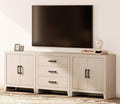WAMPAT TV Stand for TVs up to 85 Inch, 3-Piece Modular Entertainment Center with Drawers and Doors, Farmhouse Media Console for Living Room, Bedroom, Home Theater, Beige