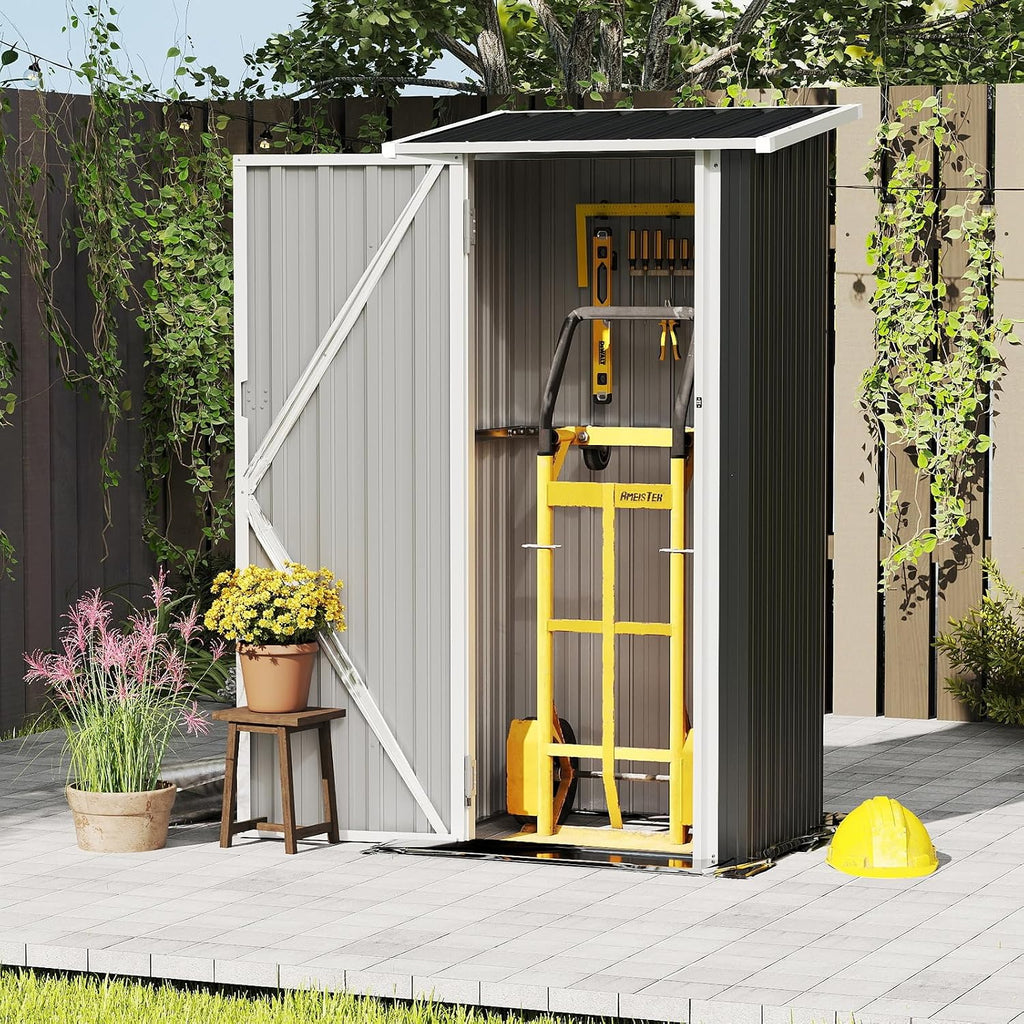 3'x2' Outdoor Metal Storage Shed with Lockable Doors, Durable Steel Tool Shed for Garden, Patio, Backyard, and Lawn, Black