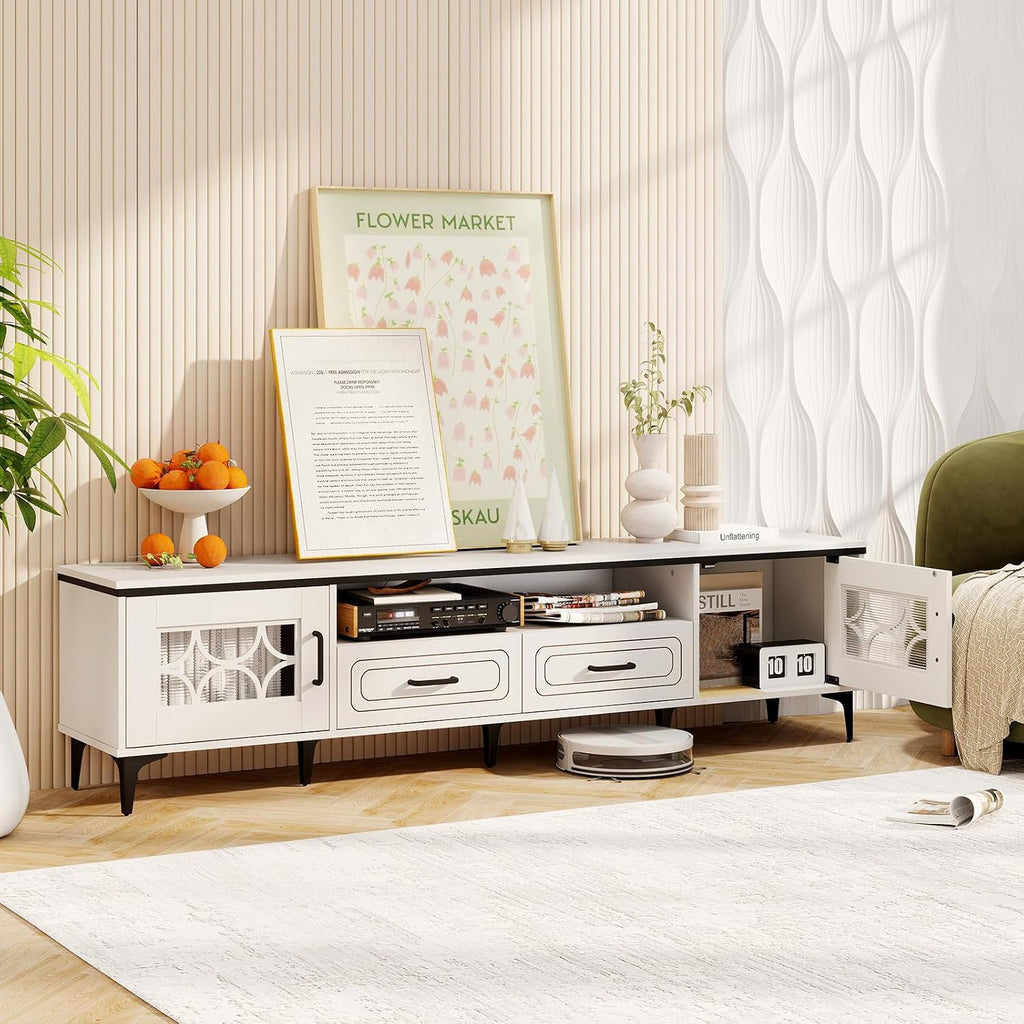 Giantex Modern TV Stand for TVs up to 80', Entertainment Center with Storage Drawers, Side Cabinets, Wood Television Stands, Media TV Console Table for Living Room Bedroom