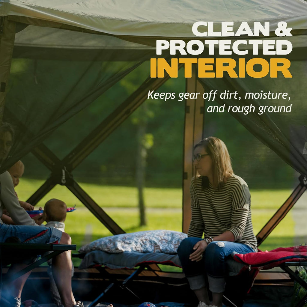 Clam Quick-Set Pavilion Footprint Ground Tarp – 150' x 150' Waterproof Floor Mat for Pavilion Screen Tent – Heavy-Duty Camping Groundsheet for Pop-Up Canopies & Outdoor Use