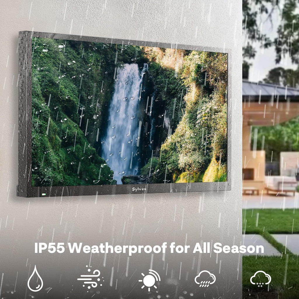 SYLVOX 32' Smart Outdoor TV,1080P Full Sun Outdoor Television with 1500 Nits High Brightness, IP55 Weatherproof TV for Outside, Google System WiFi Bluetooth Google Assistant Chromecast (Pool Se)