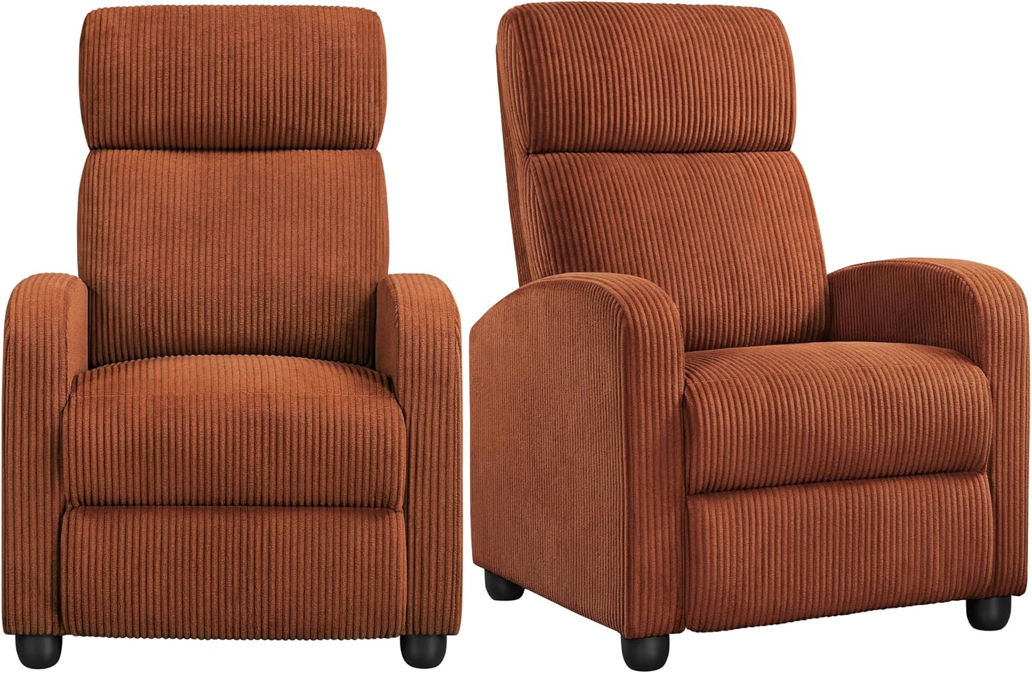 Yaheetech 2-Seat Corduroy Pushback Recliner Chair Living Room Chair with Thick Seat Cushion and Backrest Reclining Chair for Living Room Brick Red