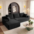 GRUSIGN Cloud Sectional Boneless Couches for Living Room, Modular L Shaped Couch with Deep Seat Oversized Left Facing Chaise, Memory Foam Compressed Spineless 3 Seater Sofa for Apartment, Black