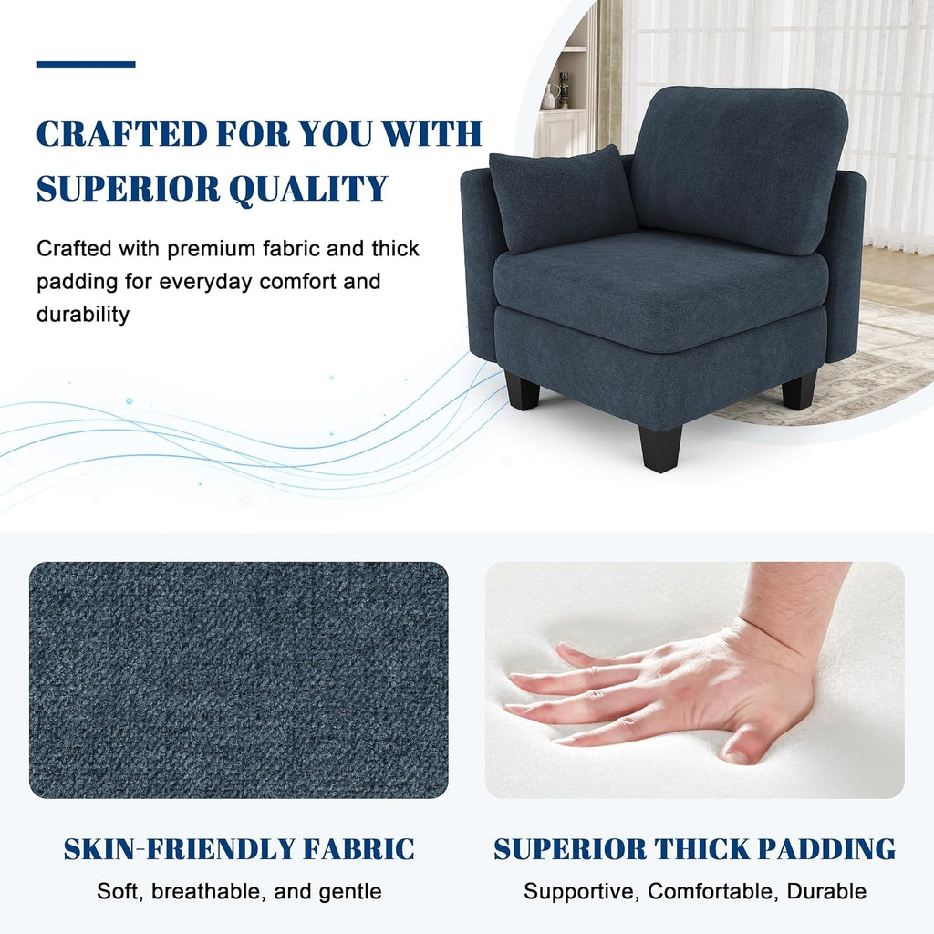 Sectional Sleeper Sofa, 8 Seaters Modular Sleeper Sofa Couch, Comfy Sectionals Couches Bed, Convertible Sofas with Ottomans, Modular Sectional Couches for Living Room, Blue