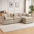 Modular Sectional Sofa, 112.2 Inch L Shaped Couch Set with Armrests, 3-Seater Comfy Cloud Couches for Living Room Apartment, Coffee