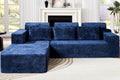 Homguava Modular Sectional Couches for Living Room,105' Cloud Couch with L-Shape Chaise,Comfy Sofa Living Room Couch with Deep Seat,No Assembly L Couch,Luxury Distressed Velvet(Blue,L)