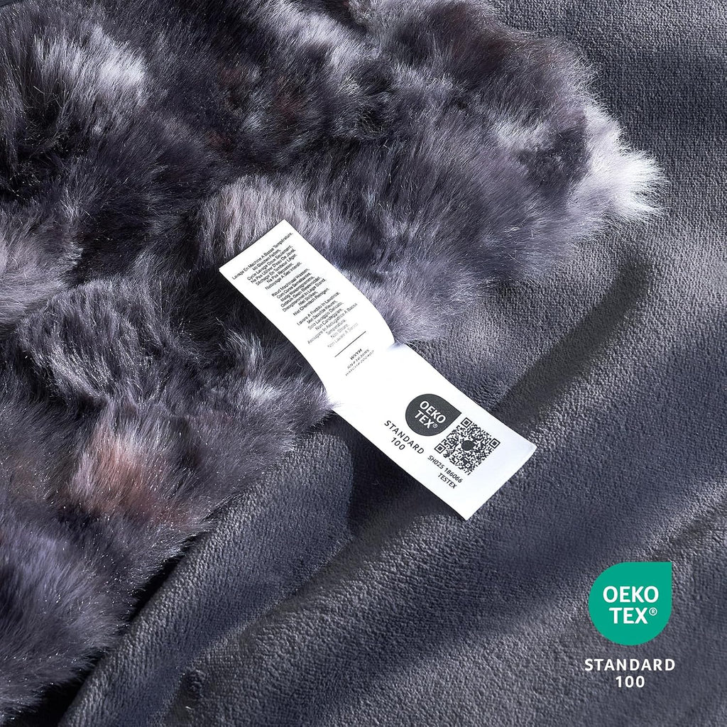 Cozy Bliss Faux Fur Throw Blanket for Bed King Size, Fuzzy Soft Plush Thick Bubble Blanket for Sofa Bedroom Living Room, 108 * 90 Inches Tie Dye Black
