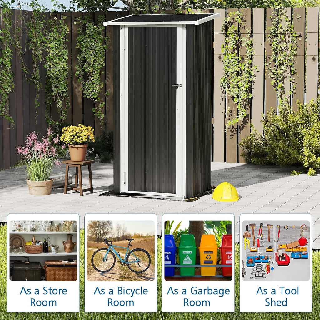 3'x2' Outdoor Metal Storage Shed with Lockable Doors, Durable Steel Tool Shed for Garden, Patio, Backyard, and Lawn, Black