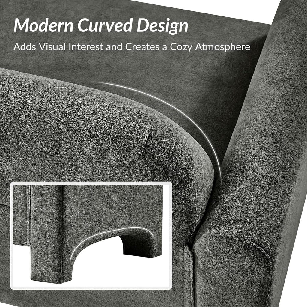 HULALA HOME 60' Modern Curved Loveseat Sofa, Comfy Chenille Couch Small Love Seat with Wrapped Armrests, 2 Seater Sofa for Living Room, Easy Assembly, Grey