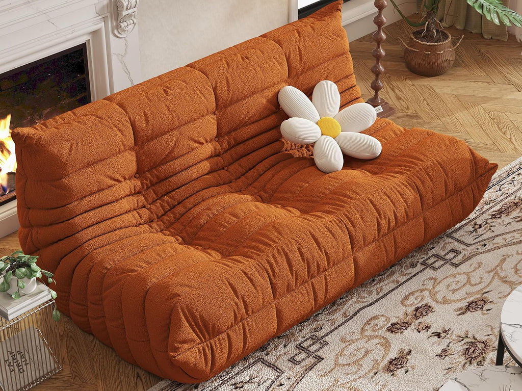 3-Seater Giant Loveseat Boneless Bean Bag Chair for Adults - Teddy Fleece Fireside Accent Chair with Memory Foam, Comfy Lazy Floor Sofa Couch Chaise Lounge for Living Room Bedroom Theater