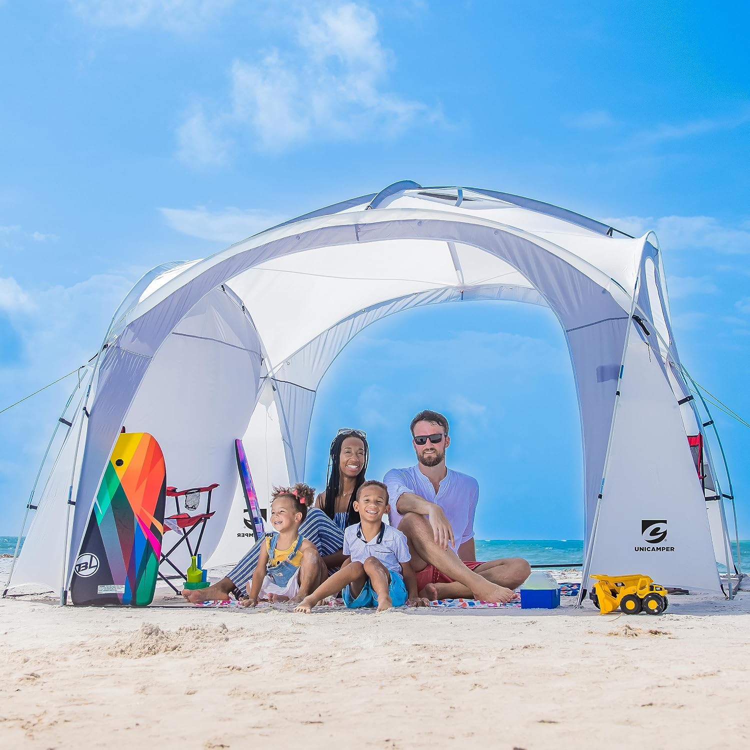 UNICAMPER Beach Tent 12 X 12ft Large UPF50+ Pop Up Canopy with 2-Pcs Side Wall