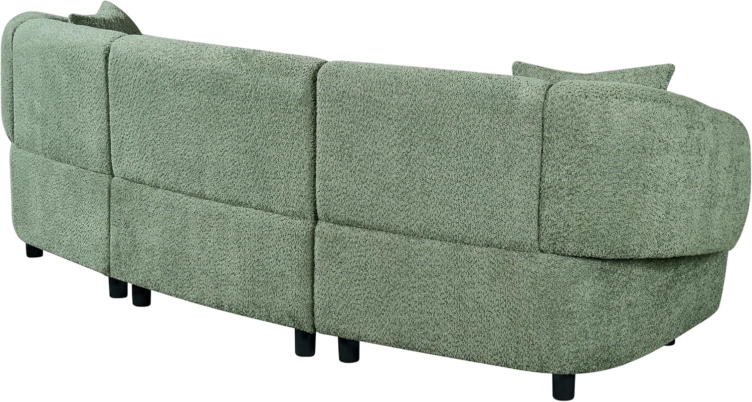 Merax 98.5' Modern 3 Seater Curved Sofa, Luxury Boucle Fabric Sofa, Minimalist Cozy Cloud Couch for Living Room, Bedroom, Apartment, Home Office, Green