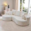 Christopher Knight Home Carden 106' Curved Modular Sectional Sofa, Comfy Sofa Couch with Chaise Lounge, Modern Cloud Couch with Deep Seat, Fabric Upholstered Seating Set for Living Room Bedroom, White