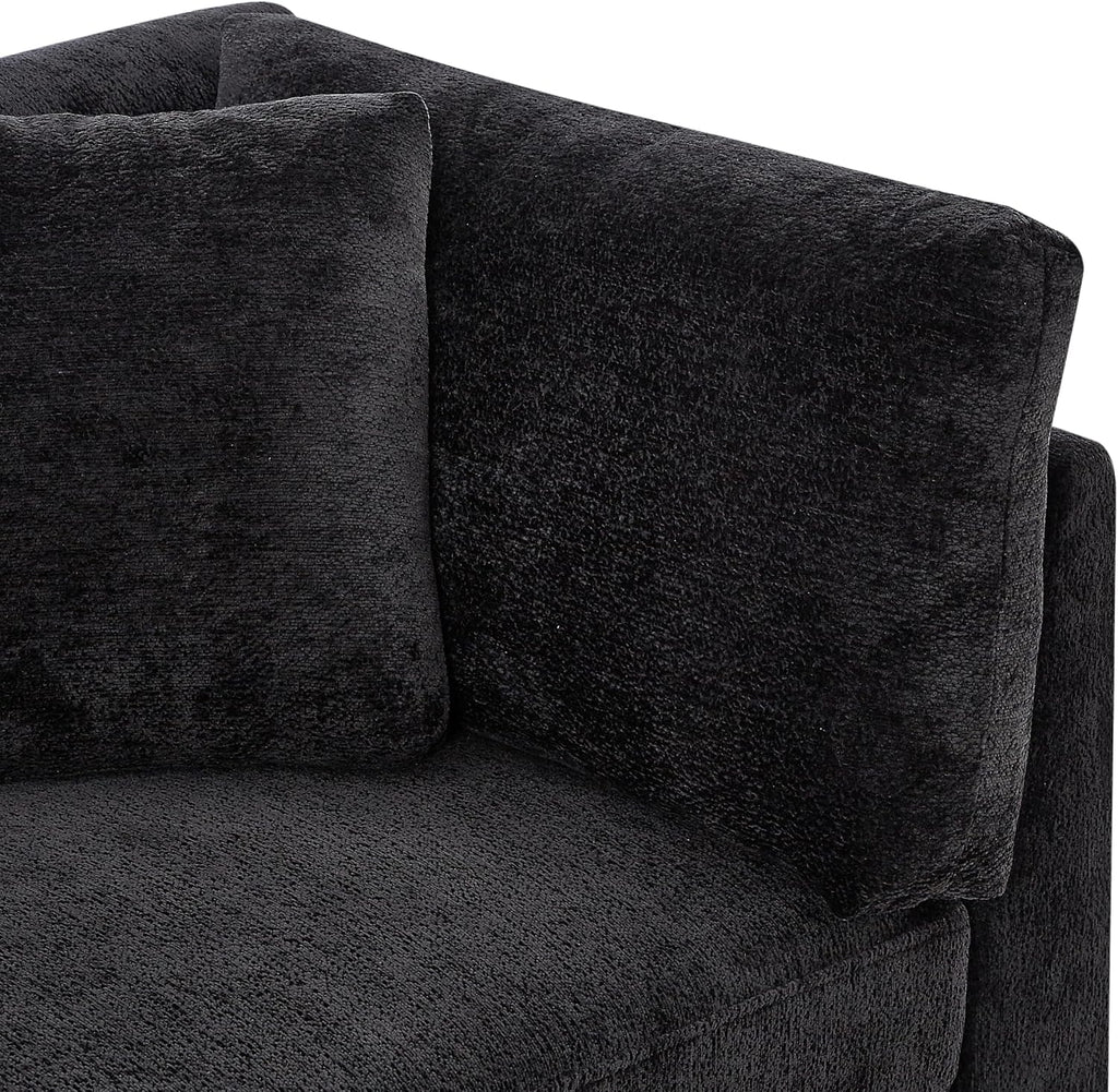 Christopher Knight Home Masie Chenille Upholstered 3 Seater Sofa Couch, Wooden Home Sofa Living Room, Comfy Cloud Couch for Bedroom, Home Office, Black