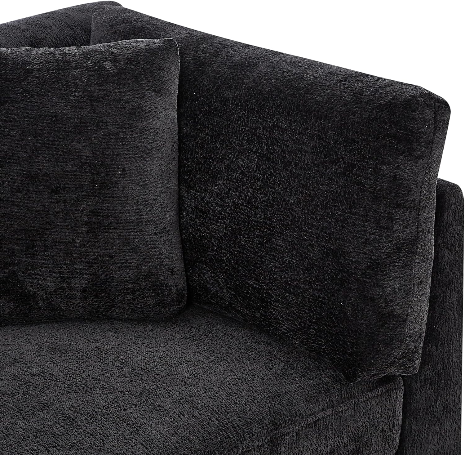 Christopher Knight Home Masie Chenille Upholstered 3 Seater Sofa Couch, Wooden Home Sofa Living Room, Comfy Cloud Couch for Bedroom, Home Office, Black