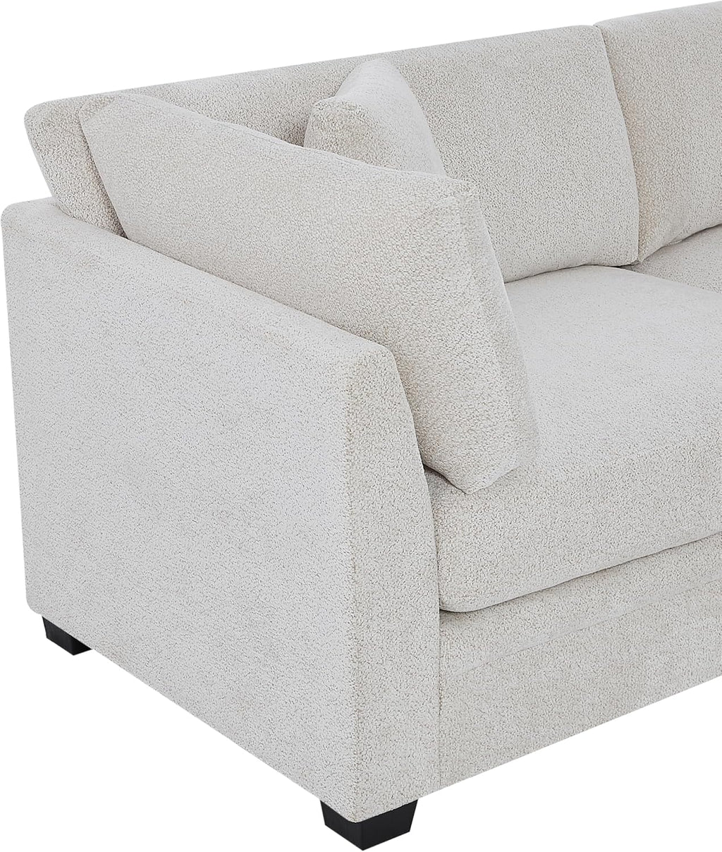 Christopher Knight Home Masie Chenille Upholstered 3 Seater Sofa Couch, Wooden Home Sofa Living Room, Comfy Cloud Couch for Bedroom, Home Office, Beige
