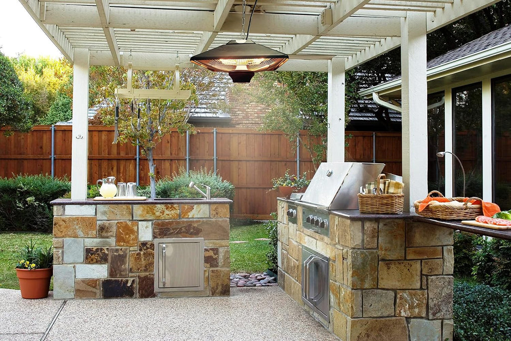 Westinghouse Outdoor Ceiling Patio Heater, Water Resistant, Adjustable Heat Output Up to 1500W, Auto Shut Off Overheat Protection, Hanging Infrared Heater for Patio Cover, Gazebo, Pergola, & More