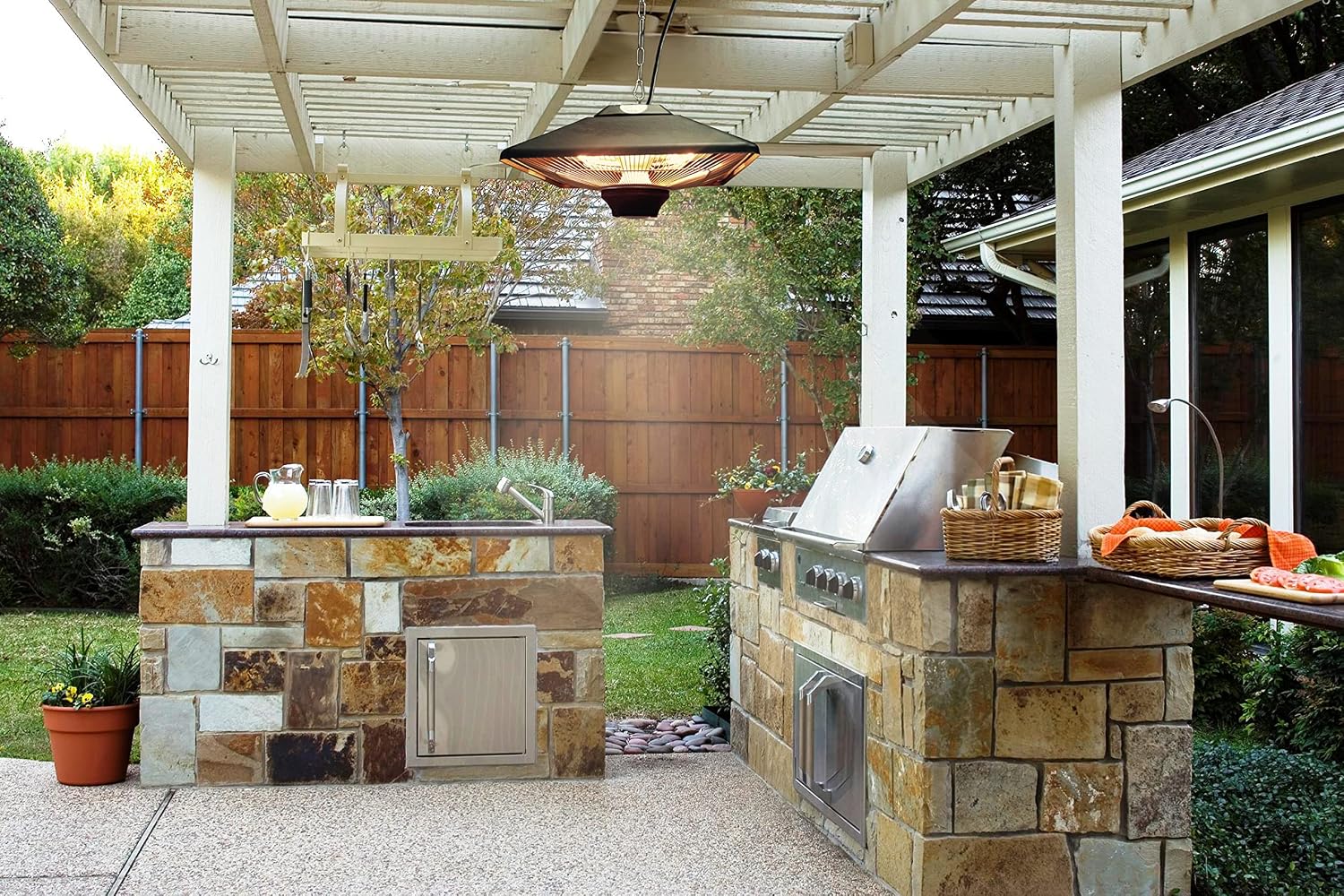 Westinghouse Outdoor Ceiling Patio Heater, Water Resistant, Adjustable Heat Output Up to 1500W, Auto Shut Off Overheat Protection, Hanging Infrared Heater for Patio Cover, Gazebo, Pergola, & More