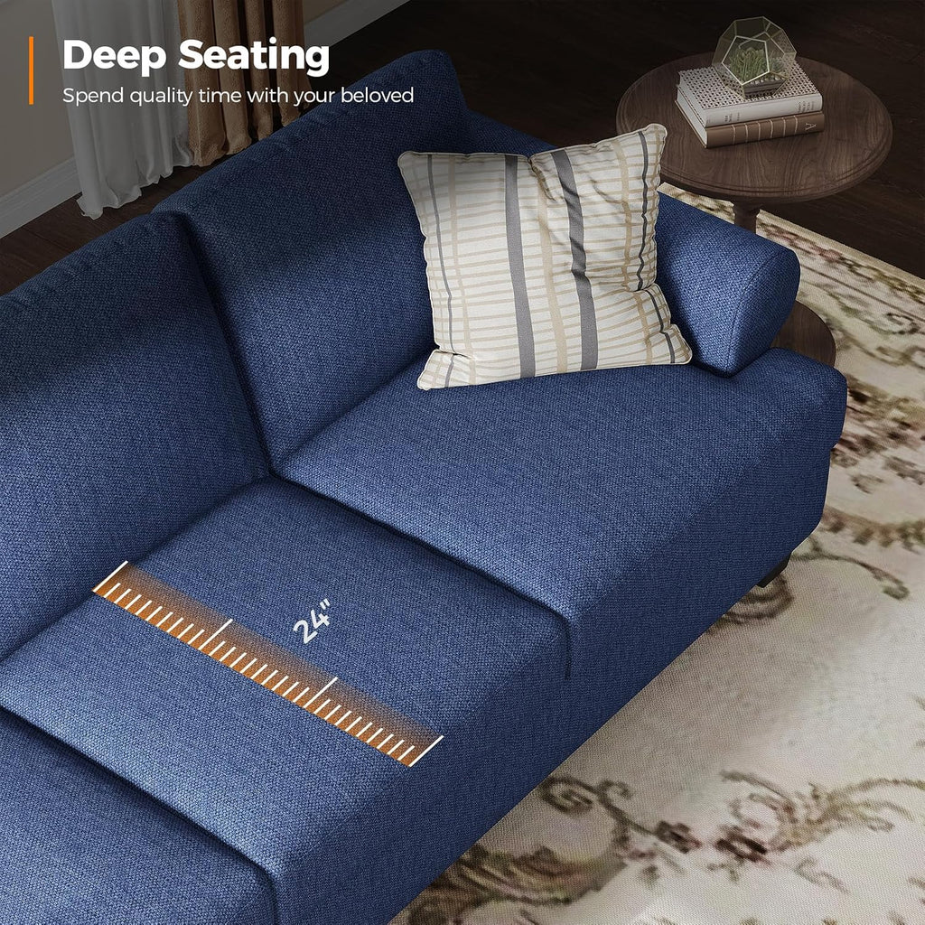 COPIAE 91 Inch Lawson Sofa with Extra Deep Seats Oversize, Mid-Century 3-Seat Sofa Couch, for Living Room, Apartment, Lounge, Dark Blue