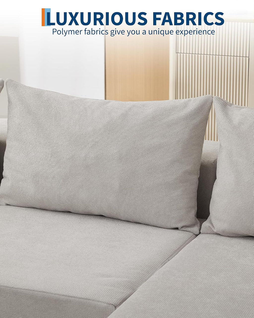 Garvee 108' Modular Sectional Sofa,Cloud Couch Sectional with Right Chaise | Fluffy Compressed l Shaped Sofa for Living Room | Boneless Couch & Sofa Bed Design,No Assembly Required, Beige