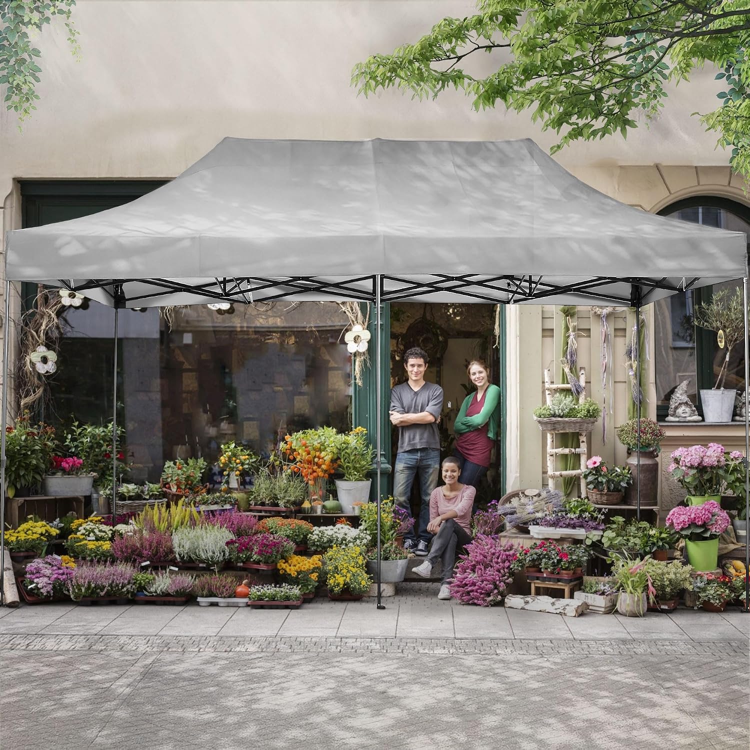 GDY 10x20 ft Instant Pop up Canopy, Folding Heavy Duty Height Adjustable Shelter Gazebos with Wheeled Bag,White.
