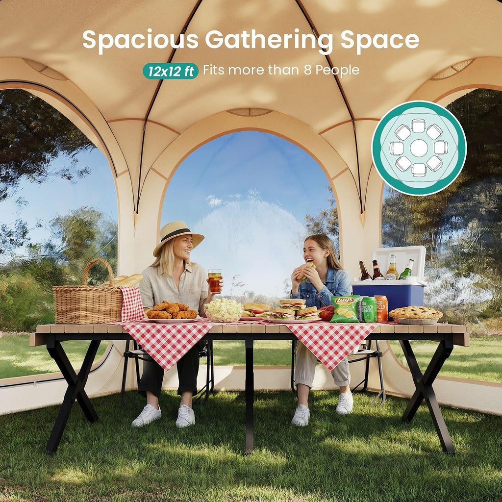 12x12ft Gazebo Screen Tent, Pop Up Bubble Tent, Mosquito Proof & Sun Shade Canopy, Heavy Duty Waterproof Outdoor Shelter for Patio, Camping, Backyard Parties