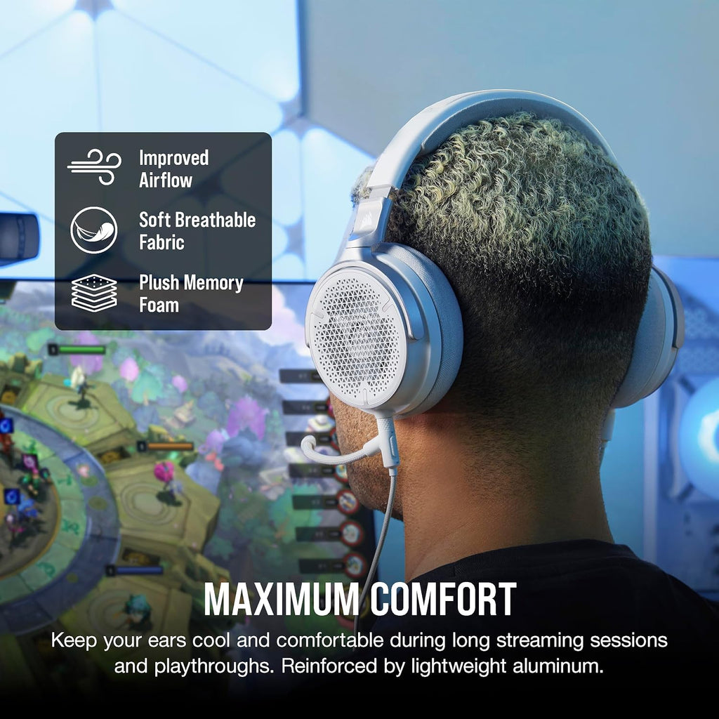 Corsair Virtuoso PRO Wired Open Back Gaming Headset - Detachable Uni-Directional Microphone - 50mm Graphene Drivers - 20Hz-40 kHz Frequency Response - White