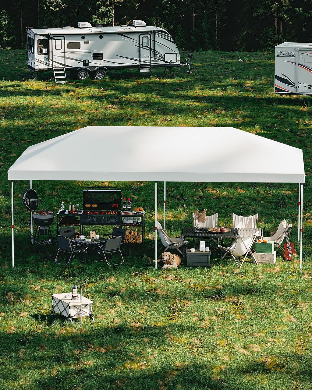 10x20 Pop Up Canopy Tent，Gazebos One-Button Instant Setup, Heavy-Duty 210D Oxford Fabric & Rust-Proof Frame - 3 Adjustable Heights, Roller Bag, 4 Sandbags - UV Protection for Beach, Party