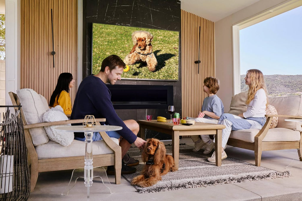SYLVOX Outdoor TV, 55 inch Waterproof Smart Outdoor TVs, 4K, HDR 10, Weatherproof,1000nits, Voice Assistant Remote, for Partial Sun Area(Deck Pro 3.0, Latest Model)