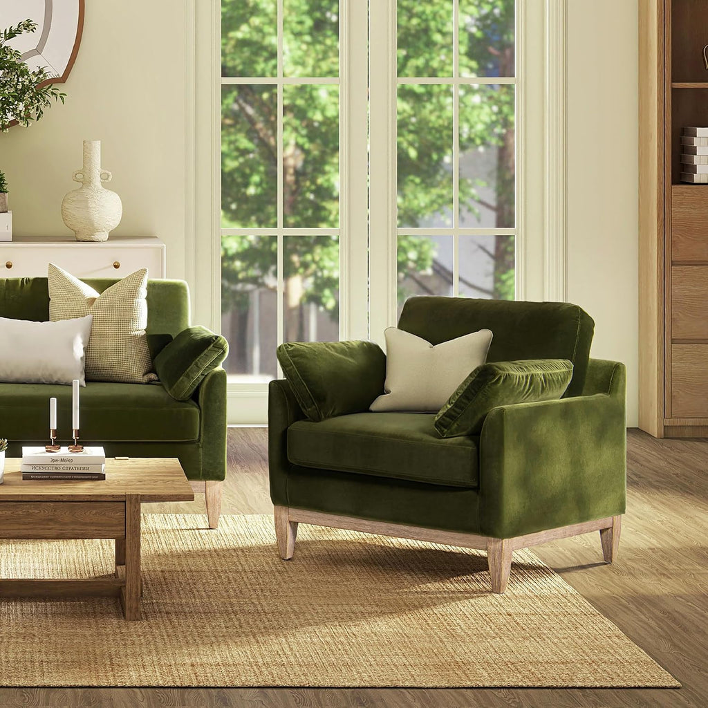 Jennifer Taylor Home Pasadena 36' Wide Modern Farmhouse Accent Arm Chair, Olive Green