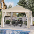 Incbruce Outdoor 10x10 FT Garden Gazebo, Steel Vented Double Roof Patios Canopy, Outside Gazebo with Mosquito Netting for Backyard, Lawns, Party (Beige)