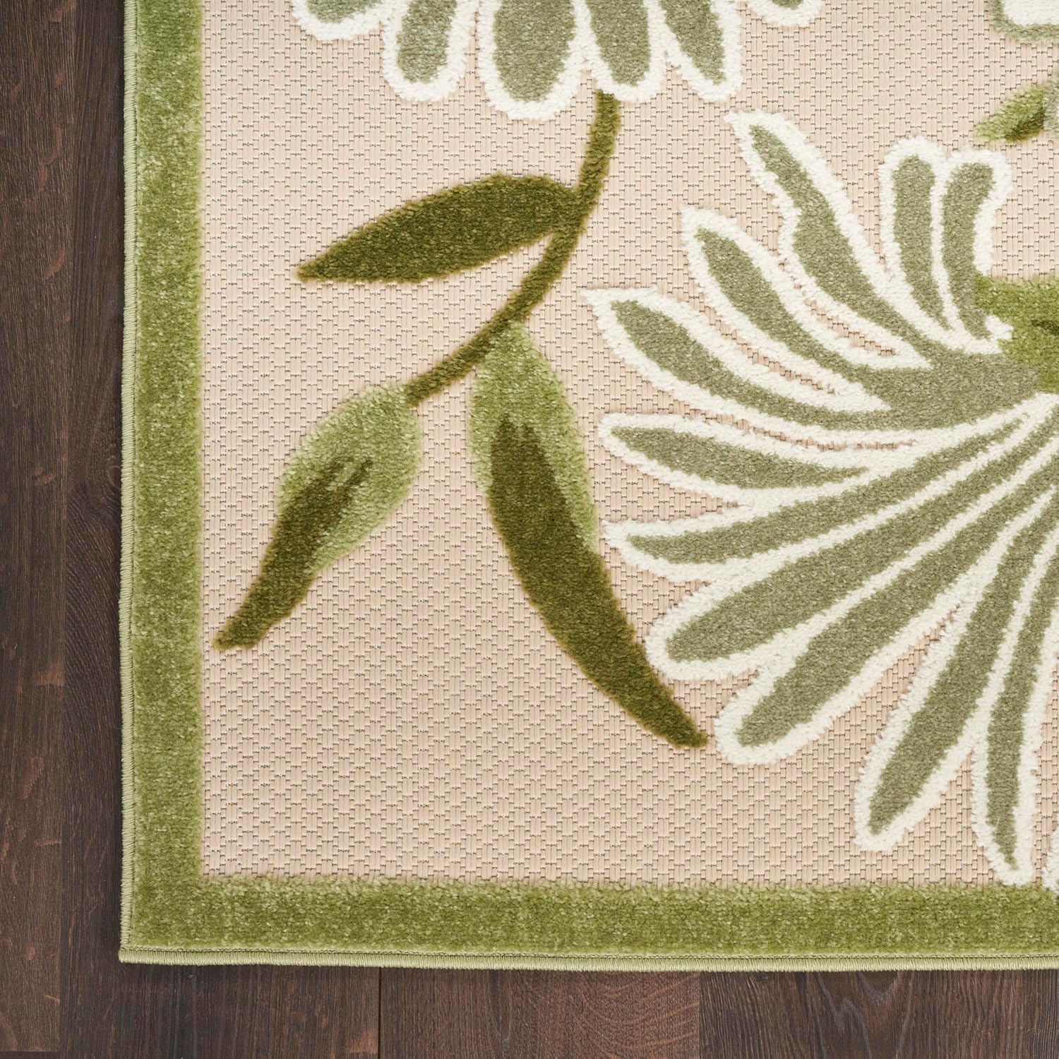 Nourison Home Aloha Ivory Green 6' x 9' Area Rug - Easy Clean, Non Shedding, Bed Room, Living Room, Dining Room, Kitchen (6' x 9')
