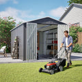 8x12 Ft Large Metal Outdoor Storage Shed with Floor Frame & Lock, Durable Waterproof & Windproof Tool Shed for Garden, Backyard, Patio