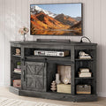 YITAHOME Corner TV Stand for 50 Inch TV, Farmhouse Entertainment Center with Storage & Power Outlet, TV Console Cabinet and Sliding Barn Door for Living Room, Carbon Gray