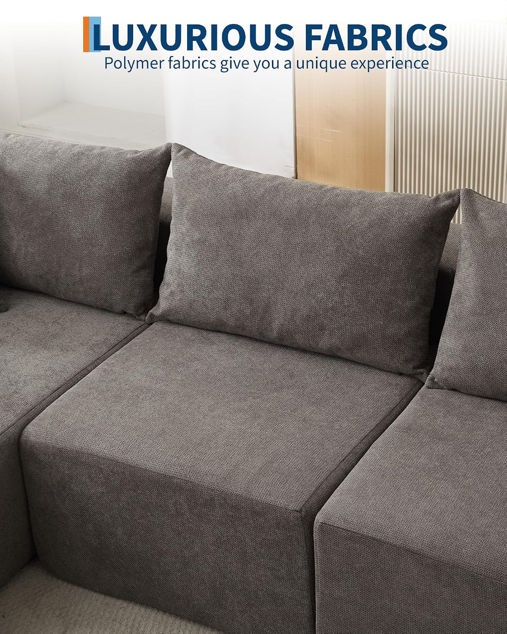 Garvee 108' Modular Sectional Sofa,Cloud Couch Sectional with Left Chaise | Compressed l Shaped Sofa for Living Room | Boneless Couch & Sofa Bed Design,No Assembly Required, Gray