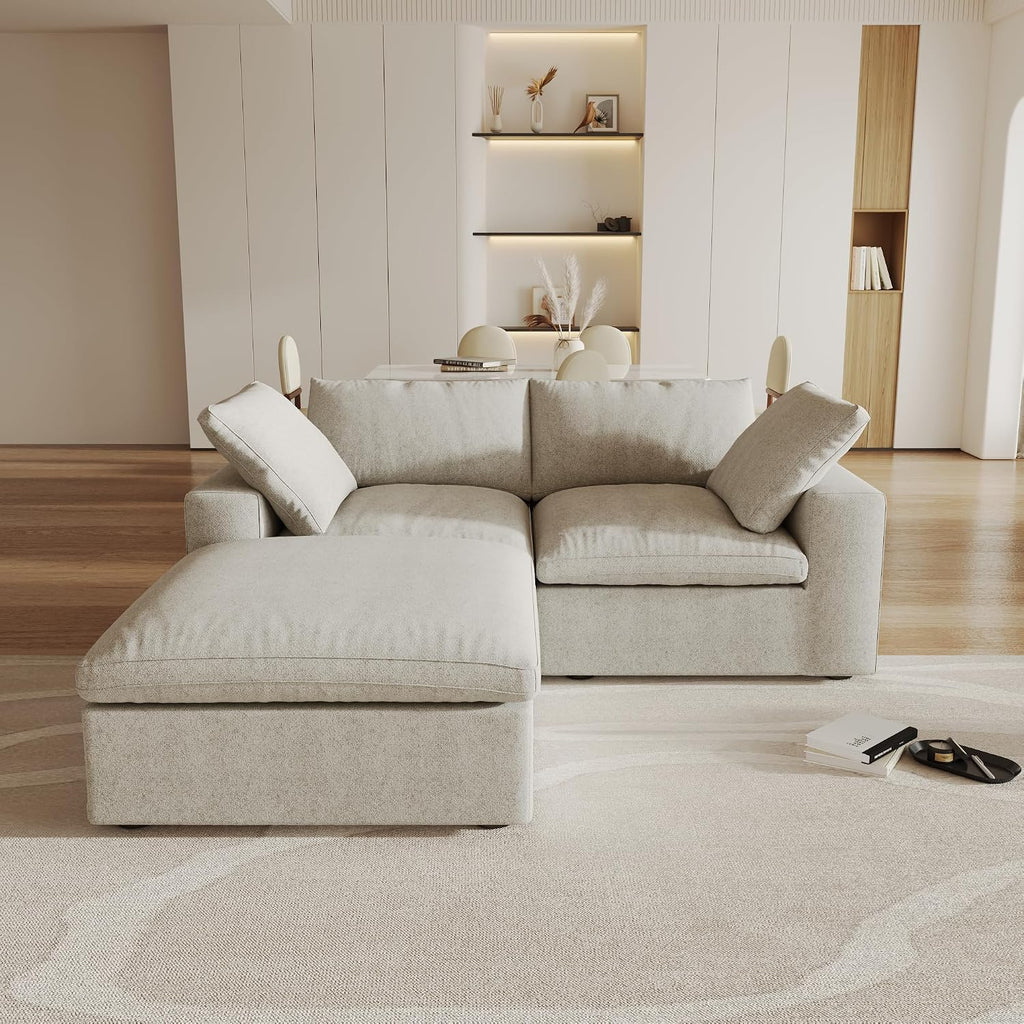 Cloud Modular Sectional Sofa Couch,80.3' L Shaped Convertible Couches with Storage Ottoman for Living Room,Minimalist Deep Sofa Couches,Sofa Covers Washable&Replaceable