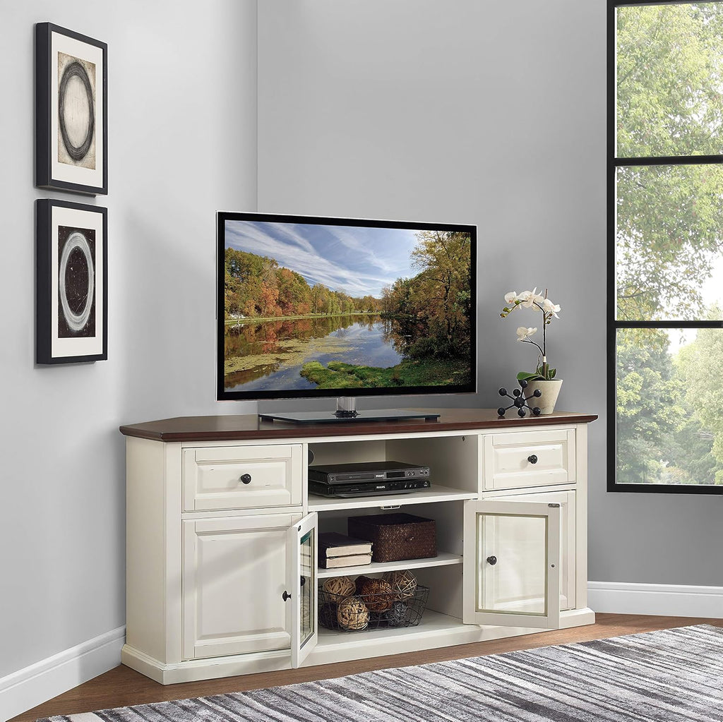 Crosley Furniture Shelby TV Stand for 65+ inch TVs, Entertainment Center with Adjustable Storage Shelves, White