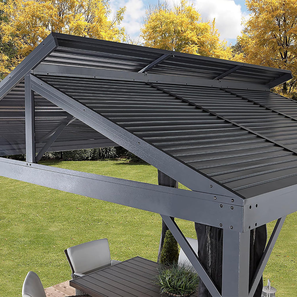 Sojag 10' x 10' Sanibel II Hardtop Gazebo Outdoor Weather-Resistant Aluminum Frame Sun Shelter with Mosquito Netting