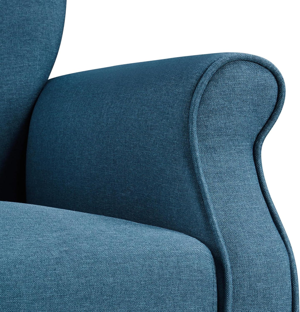 Yaheetech Modern Armchair, Mid Century Accent Chair with Sturdy Wood Legs and High Back for Small Space, Upholstered Fabric Sofa Club Chair for Living Room/Bedroom/Office, Set of 2, Navy Blue