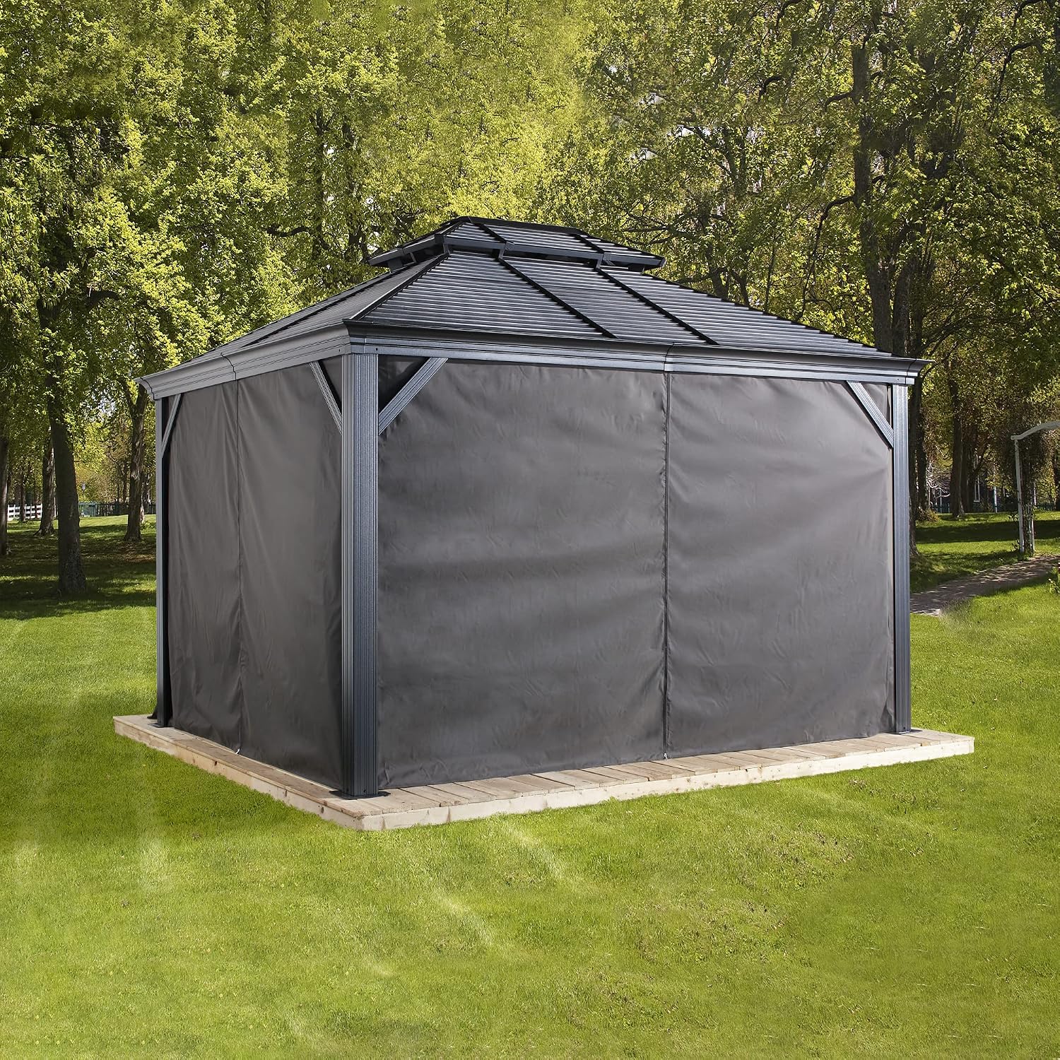 Sojag Accessories Set of 4 12' x 12' Curtains for Monaco/Messina/Mykonos Outdoor Gazebo Models, Grey