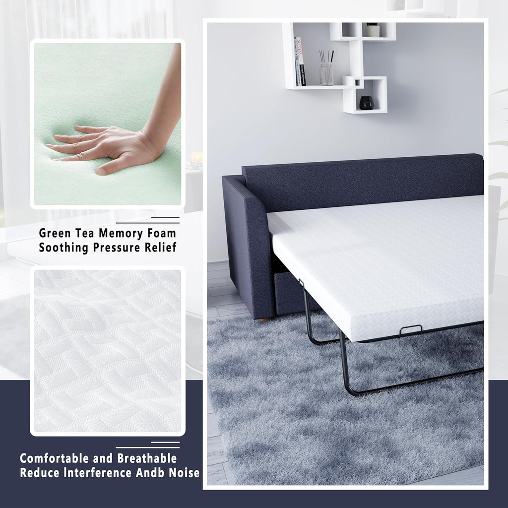 4 Inch Memory Foam Replacement Mattress for Sleeper Sofa and Couch Beds, Full Size, CertiPUR-US Certified, Washable Cover (Generic Dimensions)