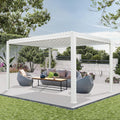 Domi Outdoor Pergola 10' x 13' Aluminum Louvered Pergola with Adjustable Roof, Aluminum Frame, Efficient Drainage System for Patio, Deck, Garden, White
