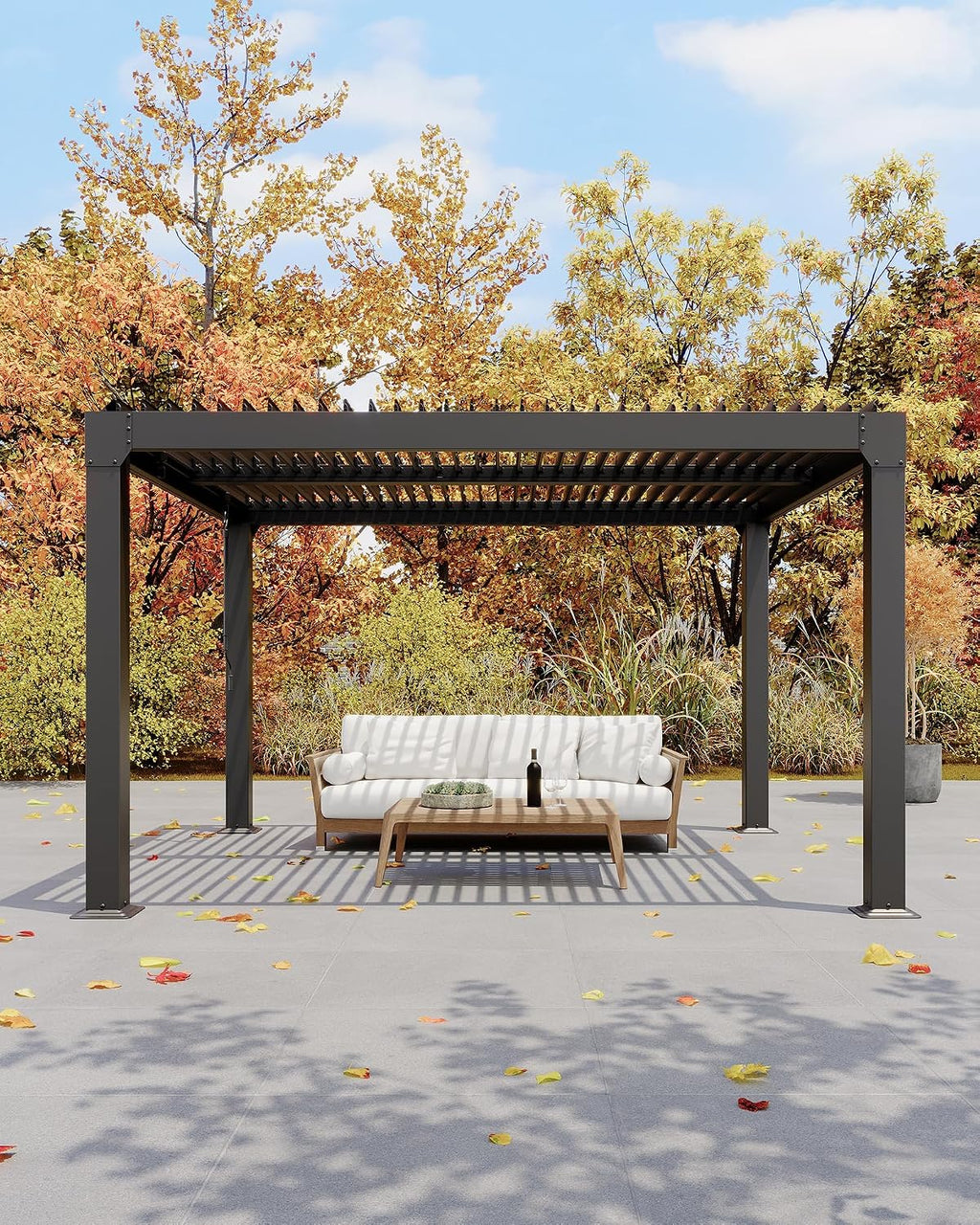 Louvered Pergola 10Ft x 10Ft - Adjustable Aluminum Hardtop Gazebo with Integrated Drainage, Waterproof Outdoor Patio Cover for Deck, Backyard