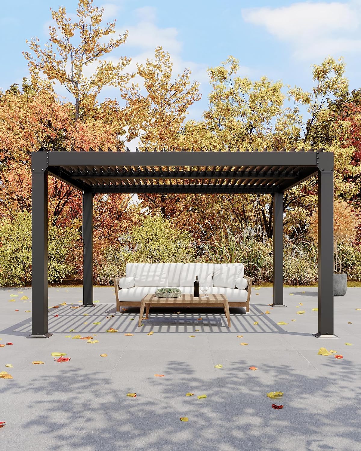 Louvered Pergola 10Ft x 10Ft - Adjustable Aluminum Hardtop Gazebo with Integrated Drainage, Waterproof Outdoor Patio Cover for Deck, Backyard