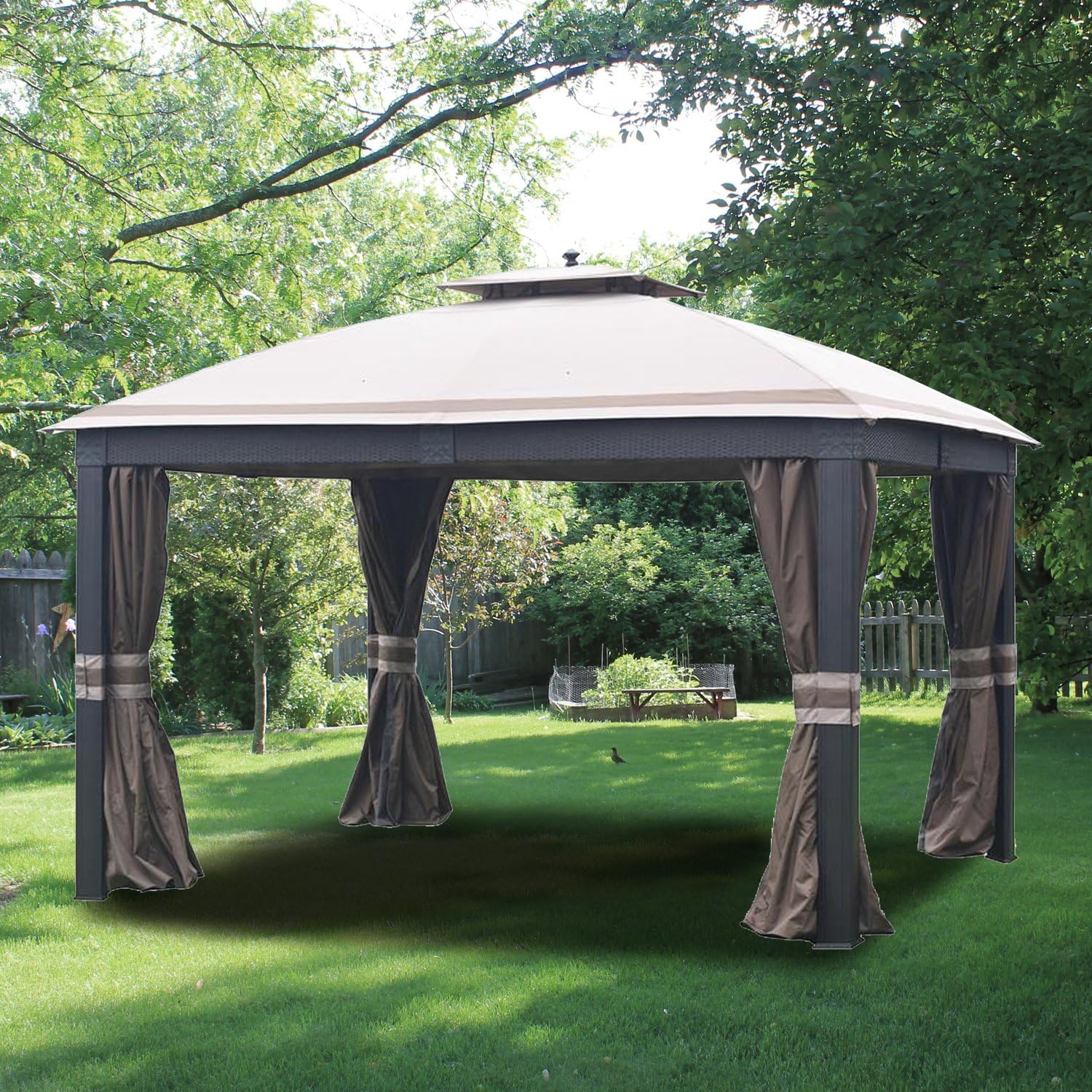 Garden Winds Replacement Canopy for The L-GZ815PCO-F Allen Roth Wicker Gazebo - Standard 350 - Beige