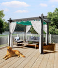 GarveeLife 10x10 ft Aluminum Pergola, Outdoor Metal Gazebo with Adjustable Canopy, Reinforced Frame Outdoor Shelter for Backyard, Patio, Garden and Deck - Blue with Curtains and Mosquito Netting