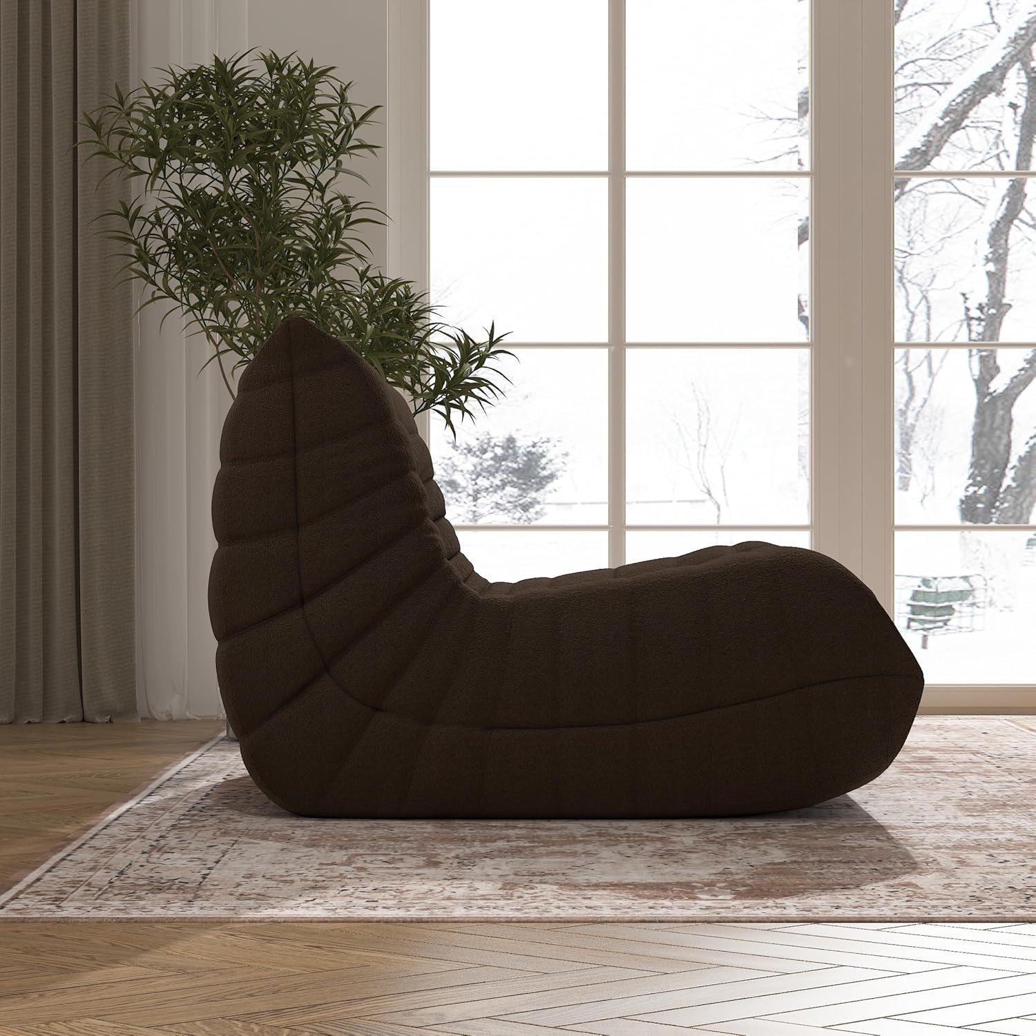 Bean Bag Chair, Memory Foam Bean Bag Sofa Large Bean Bag Chair for Adults, Bean Bag Chairs for Teens with High Density Comfortable Foam, Memory Foam Lazy Sofa for Living Room, Bedroom (Coffee)