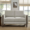 Modway Hawken 54 Inch Boucle Loveseat in Parchment Espresso with Wood Legs – Mid-Century Modern Small Space 2-Seater Sofa for Living Room, Bedroom, or Office Lounge